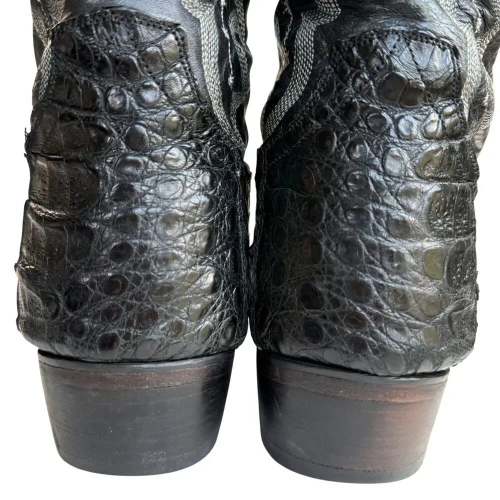 Dan Post Men's Exotic Genuine 2385 Black Caiman Crocodile Leather Boots 14 D